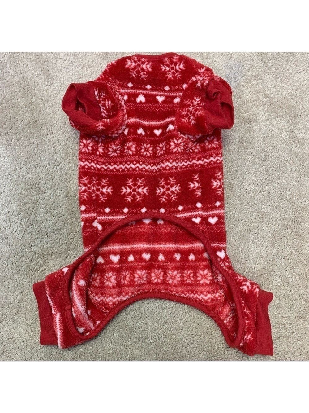 BAILEY & Bella small breed dog red flannel snowflake heart Christmas pyjamas M